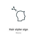 Hair styler sign outline vector icon. Thin line black hair styler sign icon, flat vector simple element illustration from editable