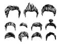 Hair styles vector set Royalty Free Stock Photo