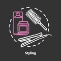 Hair styling chalk concept icon. Hair care products and electric equipment. Hairstyling and hairdo tools idea