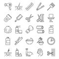 Hair styling icon set. Various hairdresser accessories Royalty Free Stock Photo