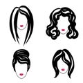 Hair styly set. Woman profiles. Girl silhouettes collection. Fem Royalty Free Stock Photo