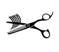 Hair thinning scissors silhouette.Hair cutting vector. Royalty Free Stock Photo