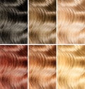 Hair tint or dye different colors samples set Royalty Free Stock Photo