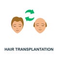 Hair Transplantation flat icon. Colored sign from plastic surgery collection. Creative Hair Transplantation icon Royalty Free Stock Photo