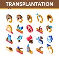 Hair Transplantation Isometric Icons Set Vector