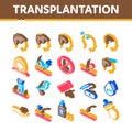 Hair Transplantation Isometric Icons Set Vector