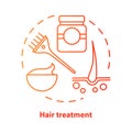 Hair treatment blue concept icon. Hair care and cosmetology procedure idea thin line illustration. Hairdresser salon