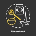 Hair treatment chalk concept icon. Haircare and cosmetology procedures. Hair mask and conditioner. Hairstyling idea