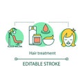 Hair treatment concept icon. Beauty service idea thin line illustration. Hair salon procedure. Keratin therapy. Hair