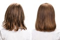 Hair before and after treatment.