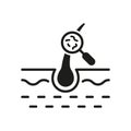 Hair Treatment Silhouette Icon. Lice Magnifying on Skin Glyph Pictogram. Health Care, Hygiene Head Skincare. Medical