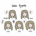 Woman hair types cartoon infographic illustration