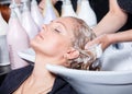 Hair washing at a hairdressing salon Royalty Free Stock Photo