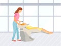 Hair Washing Procedure in Beauty Salon Vector