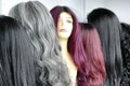 Hair Wigs display Royalty Free Stock Photo