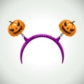 Hairband with pumpkins, head band decor. Vector Halloween element.