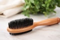 hairbrush bristles without stray hairs or dust