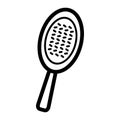 Hairbrush vector icon. Black comb illustration on white background. Outline linear beauty icon.