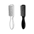 hairbrush - illustration isolated on white background. hair bristles - barbershop tool. comb