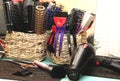 Hairbrushes, barrettes and hairdresser`s instructions in the salon