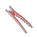 Hairclip. Hairdressing equipment line sketch. Professional hair dresser tool. Hand drawn doodle icon. Vector illustration. Barber
