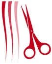 Haircut icon with hair and scissors