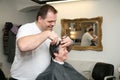 A haircut for a lady at the barbers