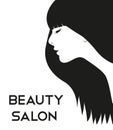 Haircut logo with beautiful woman face.