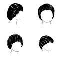 Haircut page or pageboy, short hair cut silhouettes set Royalty Free Stock Photo