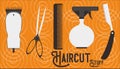 Haircut tools scissor, shaving and razor in vector