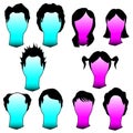 Haircuts and hairstyles in vector silhouette Royalty Free Stock Photo