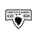 Haircuts & Shaves Logo Black Beard. Man with Thick Beards Design Inspiration