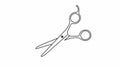 Hairdesser Scissors. Vector flat black and white isolated illustration