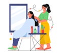 Hairdresser with client in beauty salon concept