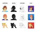 Hairdresser, cosmetic, salon, and other web icon in cartoon,black,outline,flat style.Means, hygiene, care icons in set