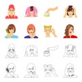 Hairdresser, cosmetic, salon, and other web icon in cartoon,outline style.Means, hygiene, care icons in set collection.