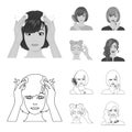 Hairdresser, cosmetic, salon, and other web icon in outline,monochrome style.Means, hygiene, care icons in set