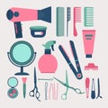 Hairdresser elements vector illustration set