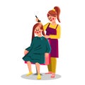 Hairdresser Hair Dye Client Girl With Brush Vector