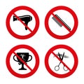 Hairdresser icons. Scissors cut hair symbol