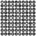 100 hairdresser icons set black circle