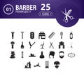 Hairdresser icons. set of 25 editable filled hairdresser icons such as comb, hair dryer, barber brush, hair brush, barber scissors Royalty Free Stock Photo