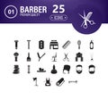 Hairdresser icons. set of 25 editable filled hairdresser icons such as comb, hair dryer, barber brush, hair brush, barber scissors Royalty Free Stock Photo