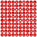 100 hairdresser icons set red