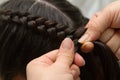 Hairdresser make braids Royalty Free Stock Photo