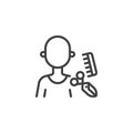 Hairdresser man avatar line icon