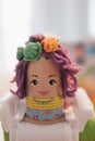 Hairdresser`s plasticine toy game close up portrait