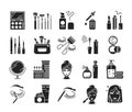 Hairdresser service glyph black icons set. Professional hair styling. Beauty industry. Pictograms for web page, mobile app, promo Royalty Free Stock Photo