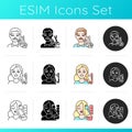 Hairdresser services icons set