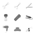 Hairdresser set icons in monochrome style. Big collection of hairdresser vector symbol stock illustration Royalty Free Stock Photo